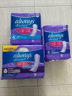 NEW 🆕 Lot of 3 Always Discreet Packaged Incontinence Pads Variety never opened